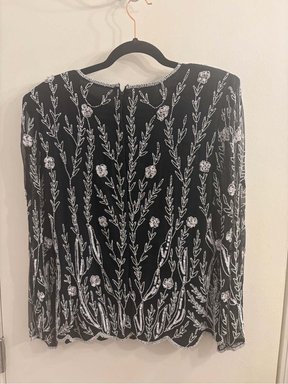 Stenay Black Blouse with White Floral Beading - Picture 5 of 6